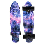 22" Cruiser Skateboard Mini Plastic Skate Board Retro Longboard Graphic Galaxy Starry Printed Skate Board