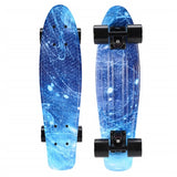 22" Cruiser Skateboard Mini Plastic Skate Board Retro Longboard Graphic Galaxy Starry Printed Skate Board