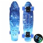 22" Cruiser Skateboard Mini Plastic Skate Board Retro Longboard Graphic Galaxy Starry Printed Skate Board