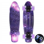 22" Cruiser Skateboard Mini Plastic Skate Board Retro Longboard Graphic Galaxy Starry Printed Skate Board