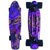 22" Cruiser Skateboard Mini Plastic Skate Board Retro Longboard Graphic Galaxy Starry Printed Skate Board