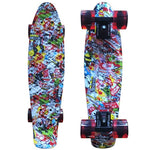 22" Cruiser Skateboard Mini Plastic Skate Board Retro Longboard Graphic Galaxy Starry Printed Skate Board