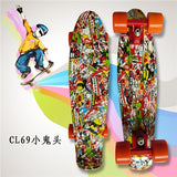 Colorful 22" Mini Skate Penny Board For Kids Plastic Fishboard Cruiser Completed Graphic Retro Banana Skateboard Patins