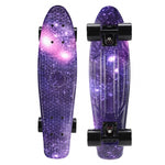 CHI YUAN 22 inch Skateboard Cruiser Board  Penny Board 22" X 6" Retro Longboard Skate Graphic Galaxy Complete Boy Girl Led Light